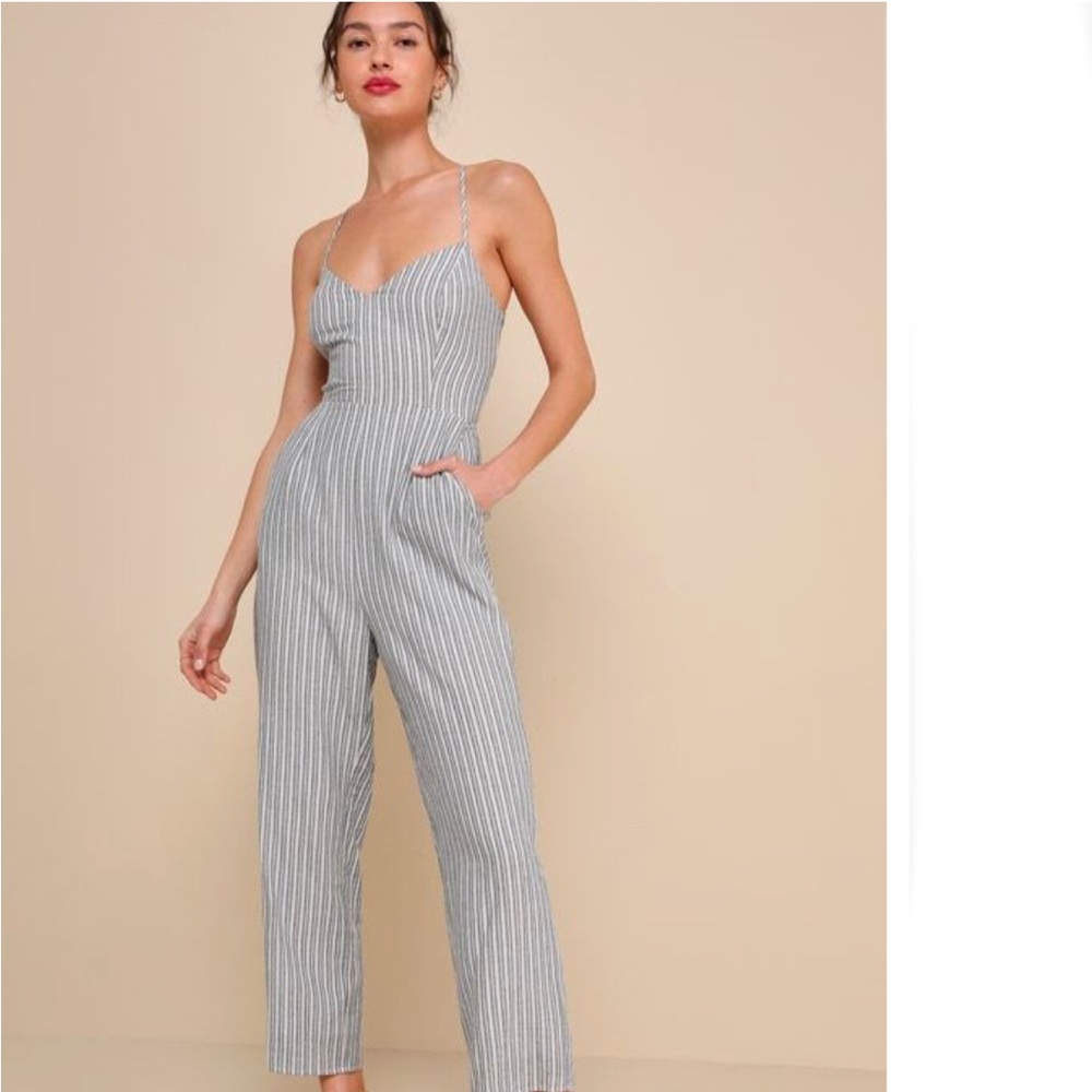 Maje Metallic Striped Gray Spaghetti Strap Jumpsuit Sz XS